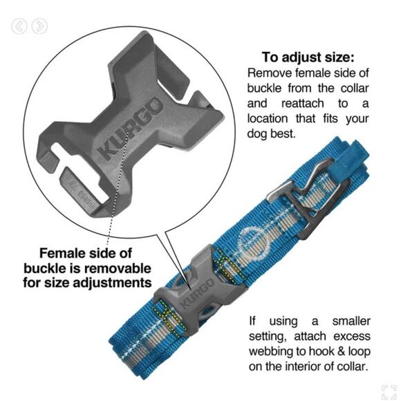 Kurgo Size M RSG Dog Collar Blue Reflective Secure Buckle Closure Comfort New - Picture 4 of 7